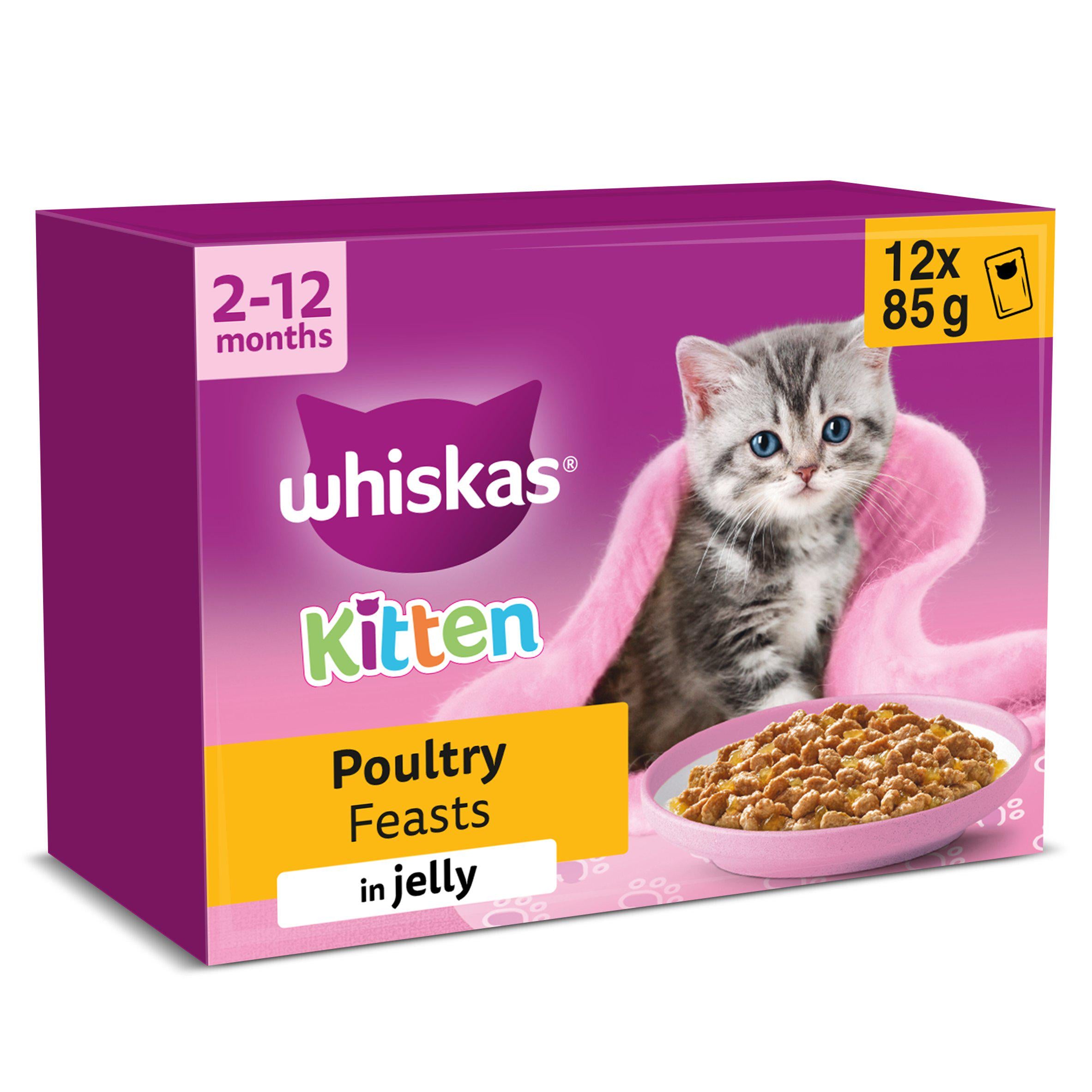 Whiskas kitten poultry feasts in jelly wet cat food 85g - British product