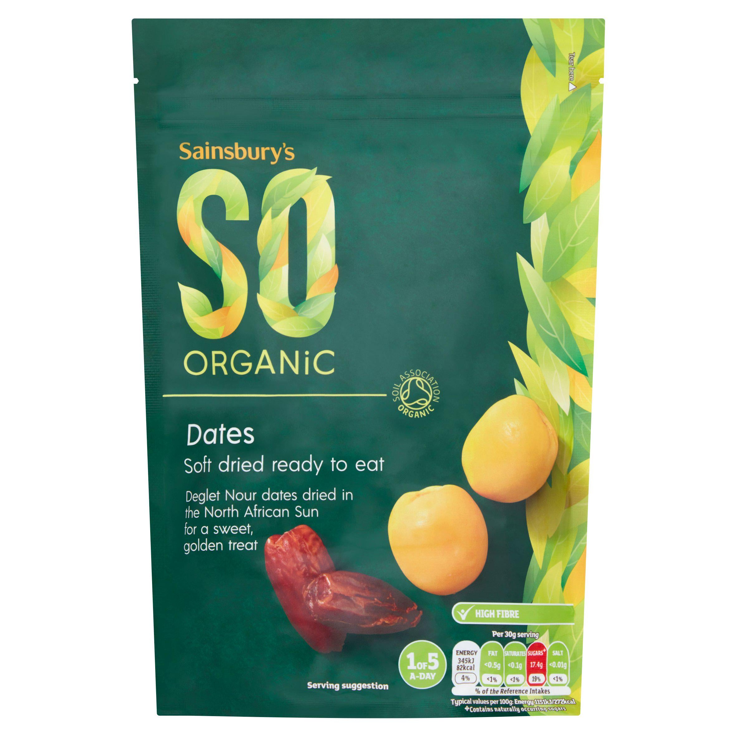 Sainsbury's SO Organic dried dates 250g (British brand)