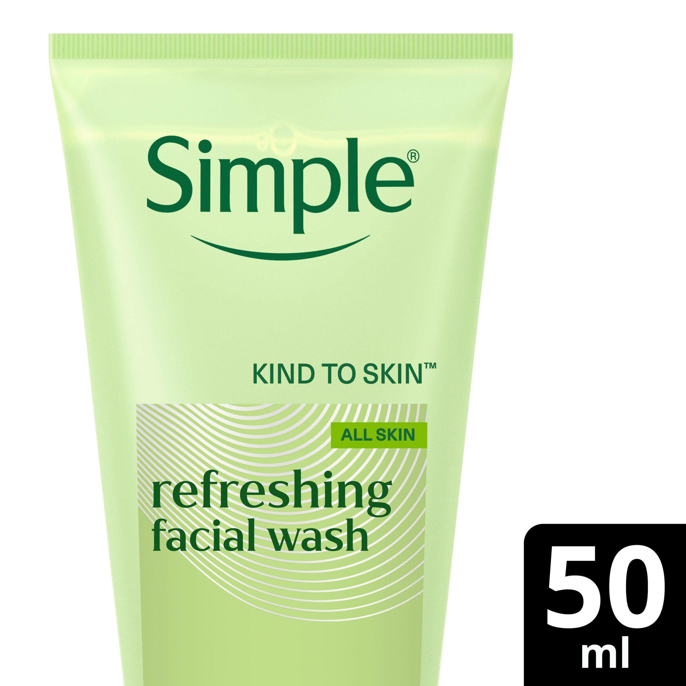 Simple refreshing facial wash travel size 50ml, imported from the UK