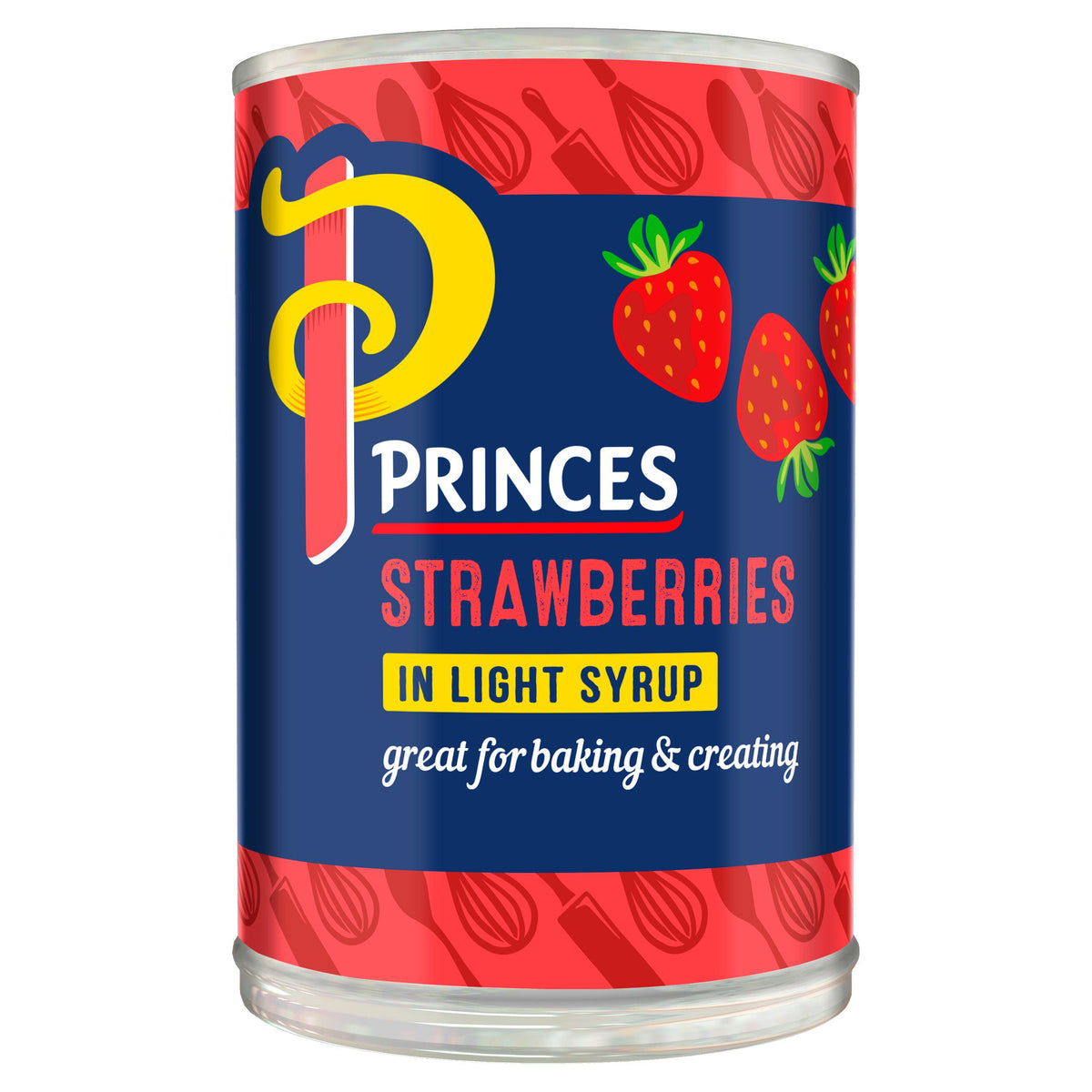 Princes Strawberries in Light Syrup 410g, imported from the UK