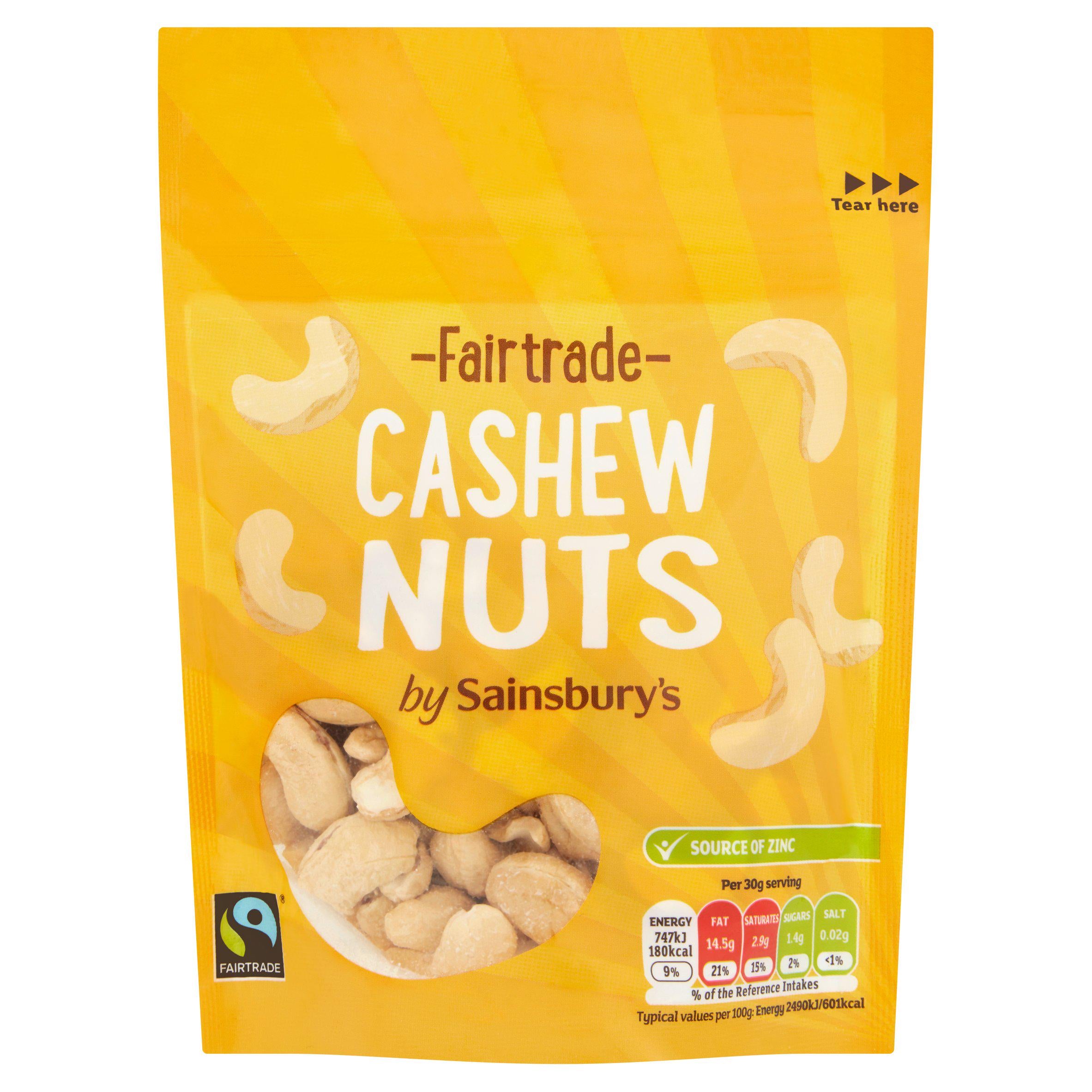 Sainsbury's Fairtrade cashew nuts 100g, UK version