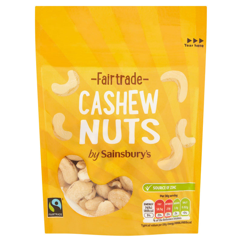 Sainsbury's Fairtrade cashew nuts 100g, UK version