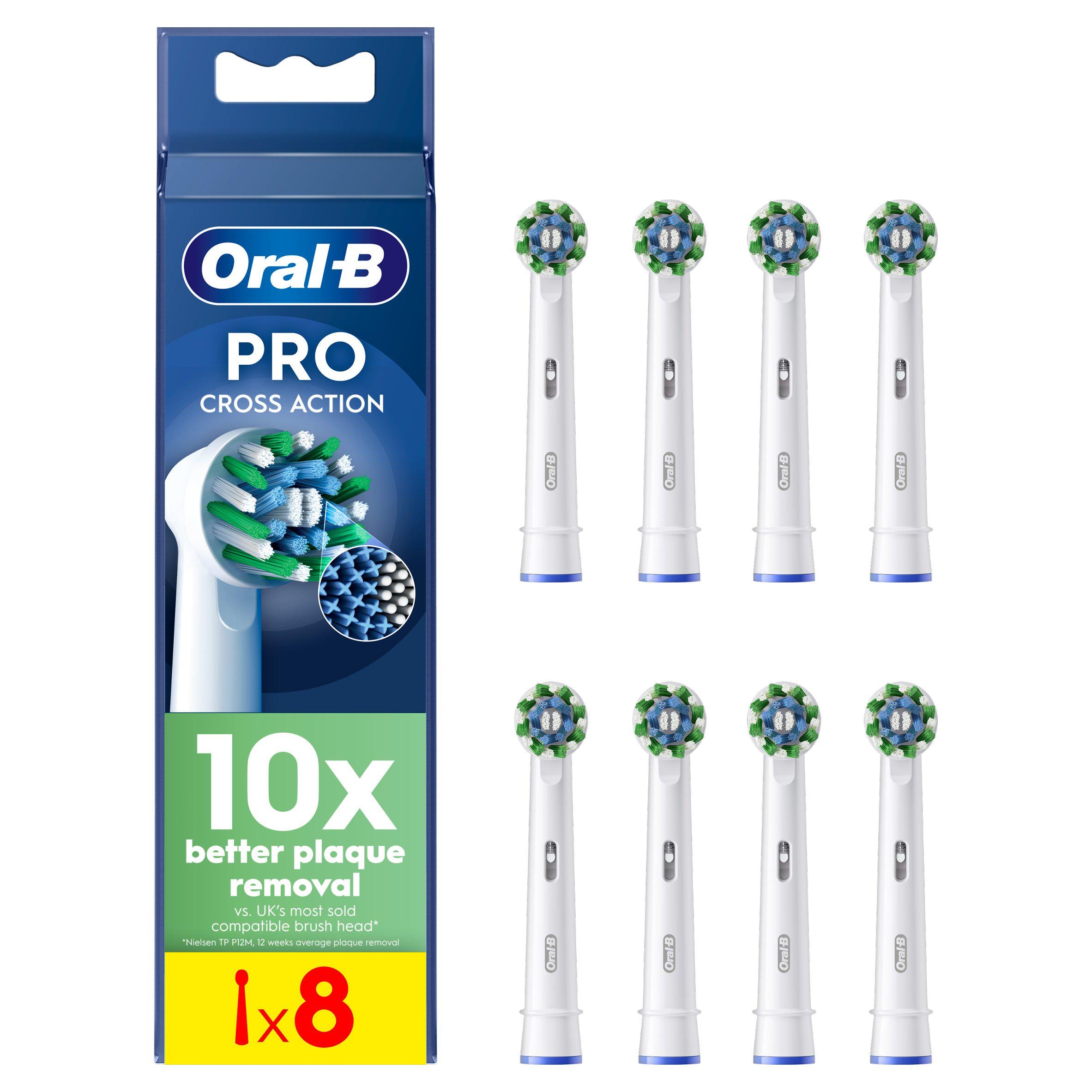 Oral-B Cross Action toothbrush heads 8 pack (British brand)