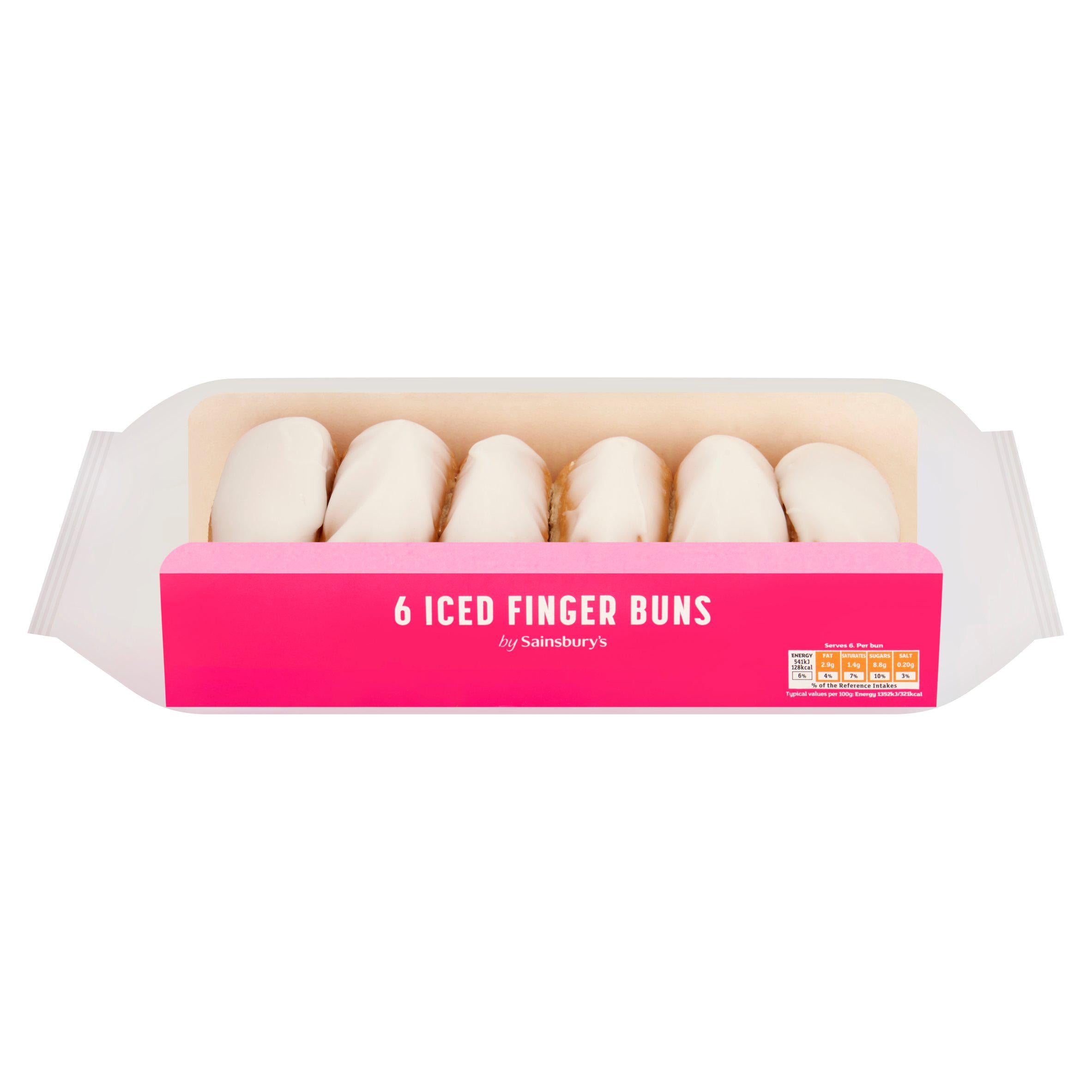 Sainsbury's Iced Finger Buns 6-pack (British brand)