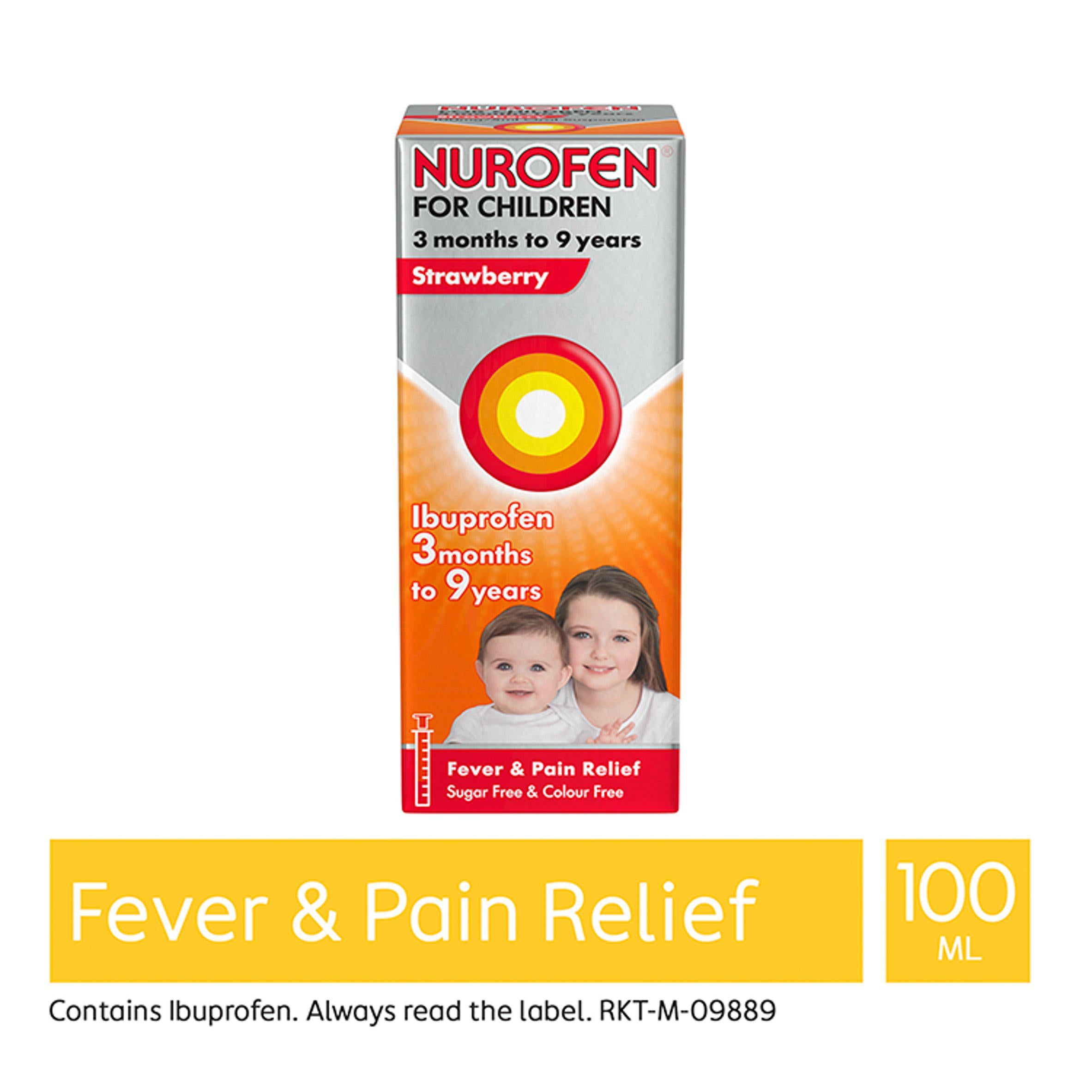 Nurofen children's ibuprofen strawberry oral suspension 100ml - British product