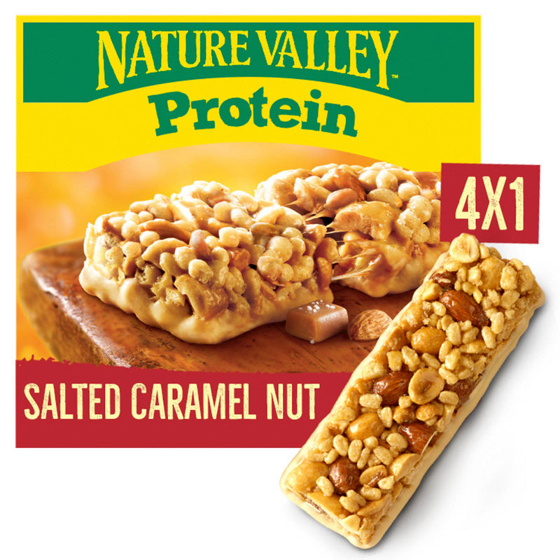 Nature Valley protein cereal bars salted caramel & nut 4x42g, imported from the UK