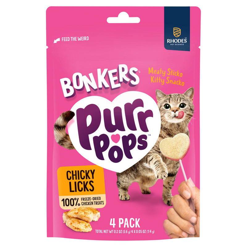 Bonkers cat treats freeze-dried chicken lollipops 4 pack (British brand)