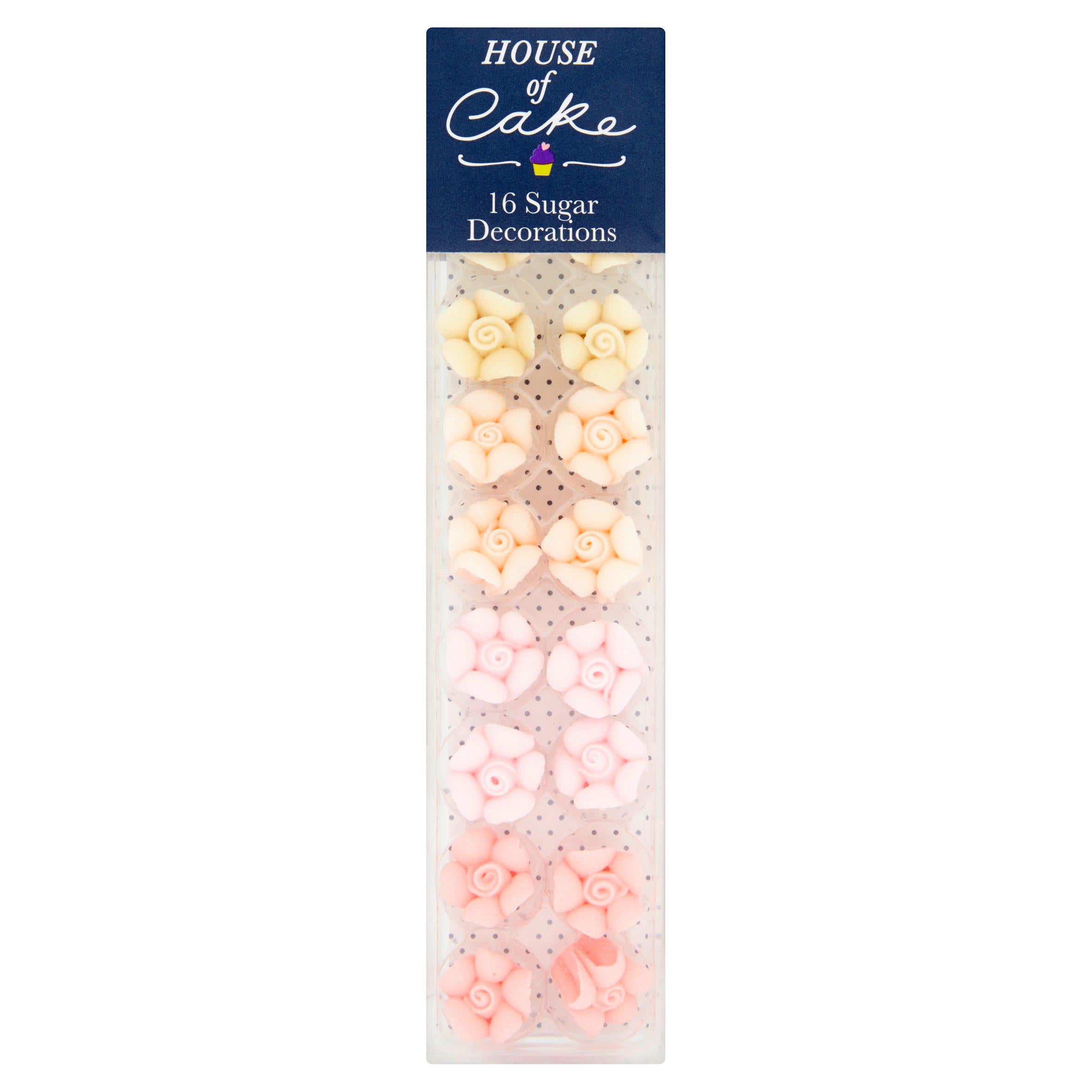 House of Cake pink ombre flower cake decorations x16, UK version