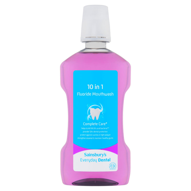 Sainsbury's 10 in 1 fluoride mouthwash 600ml (British brand)