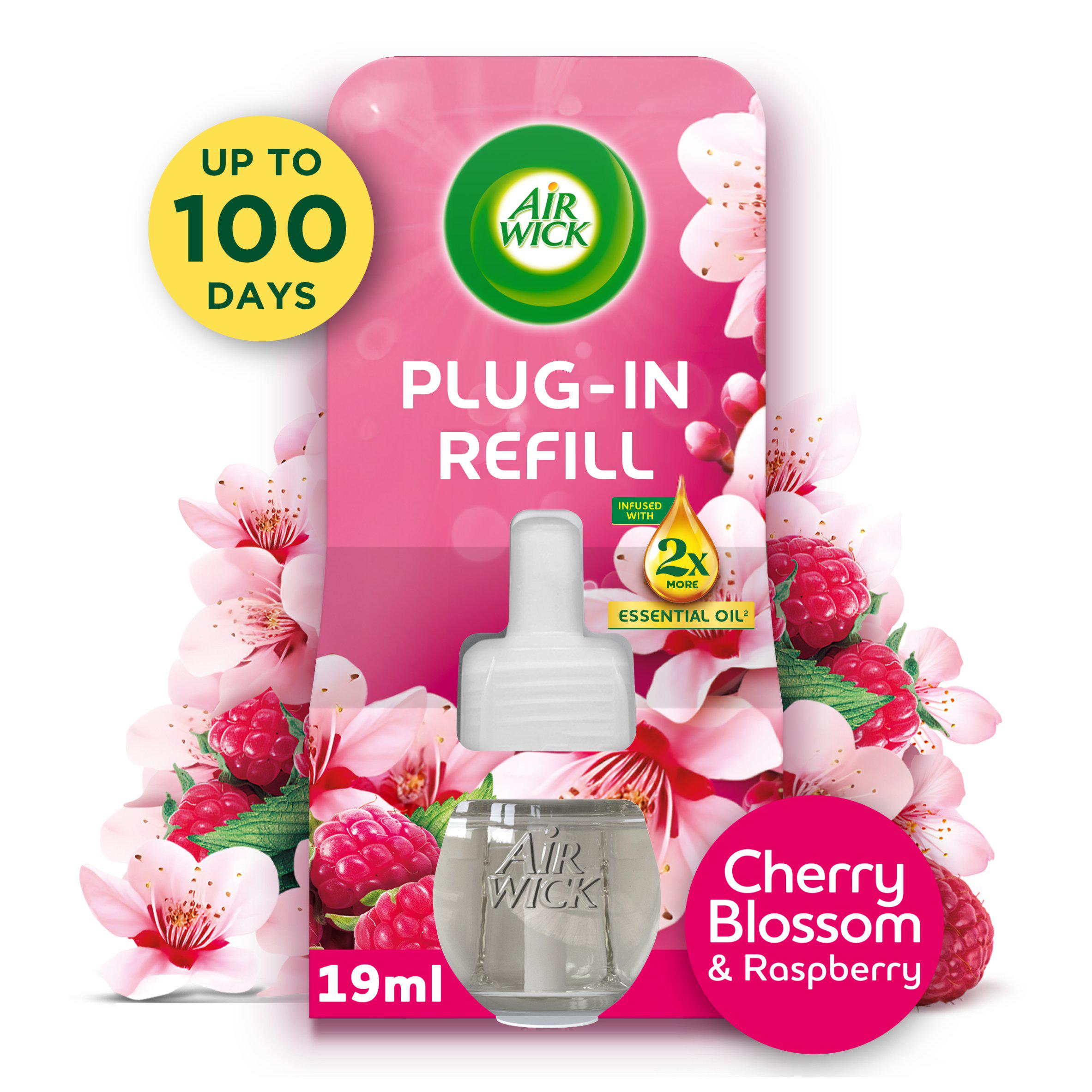 Air Wick plug-in refill Cherry Blossom & Raspberry 19ml, imported from the UK