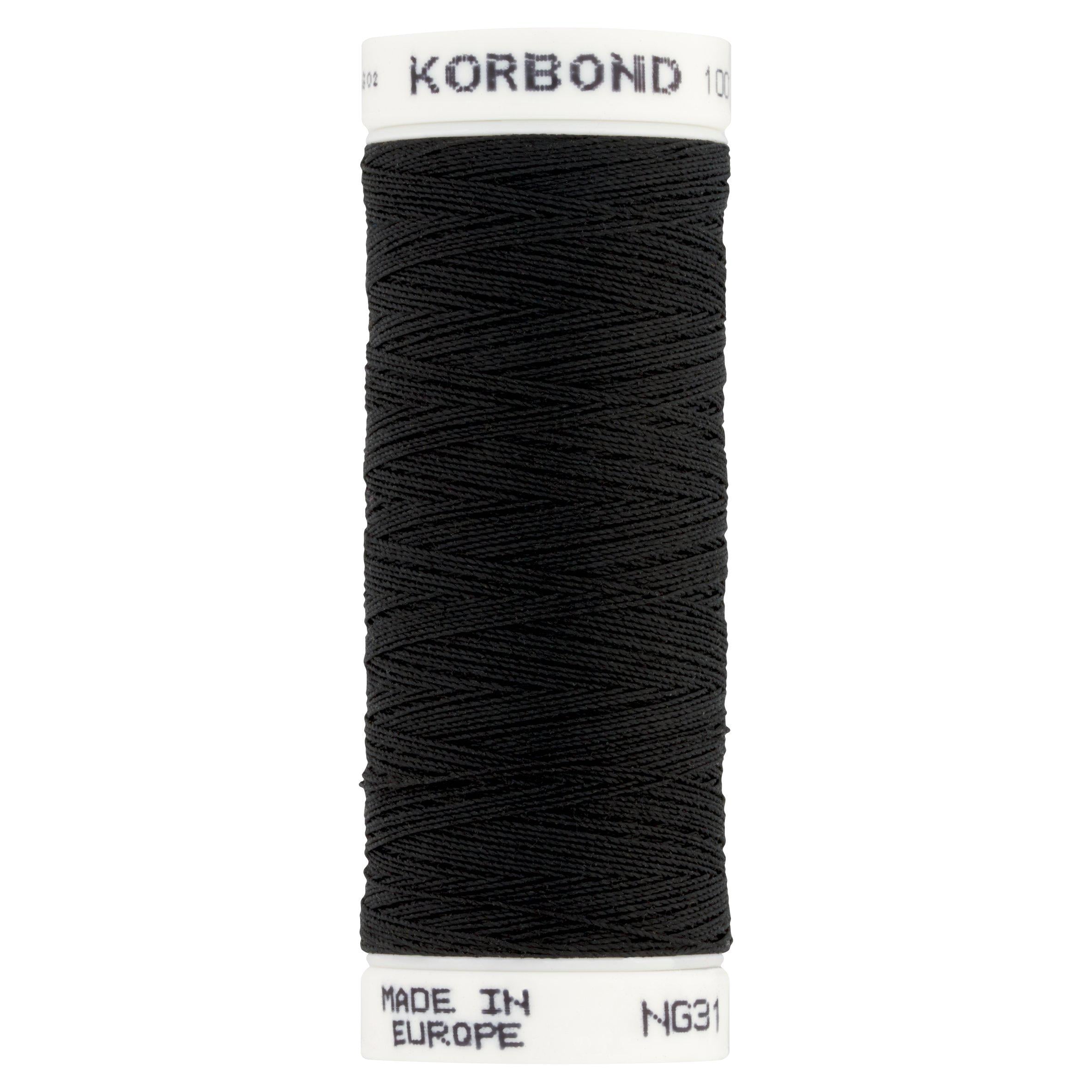 Korbond sewing thread black 100m - British product