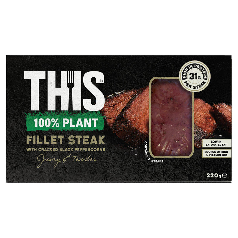 This plant-based fillet steak cracked black peppercorn 220g (British brand)