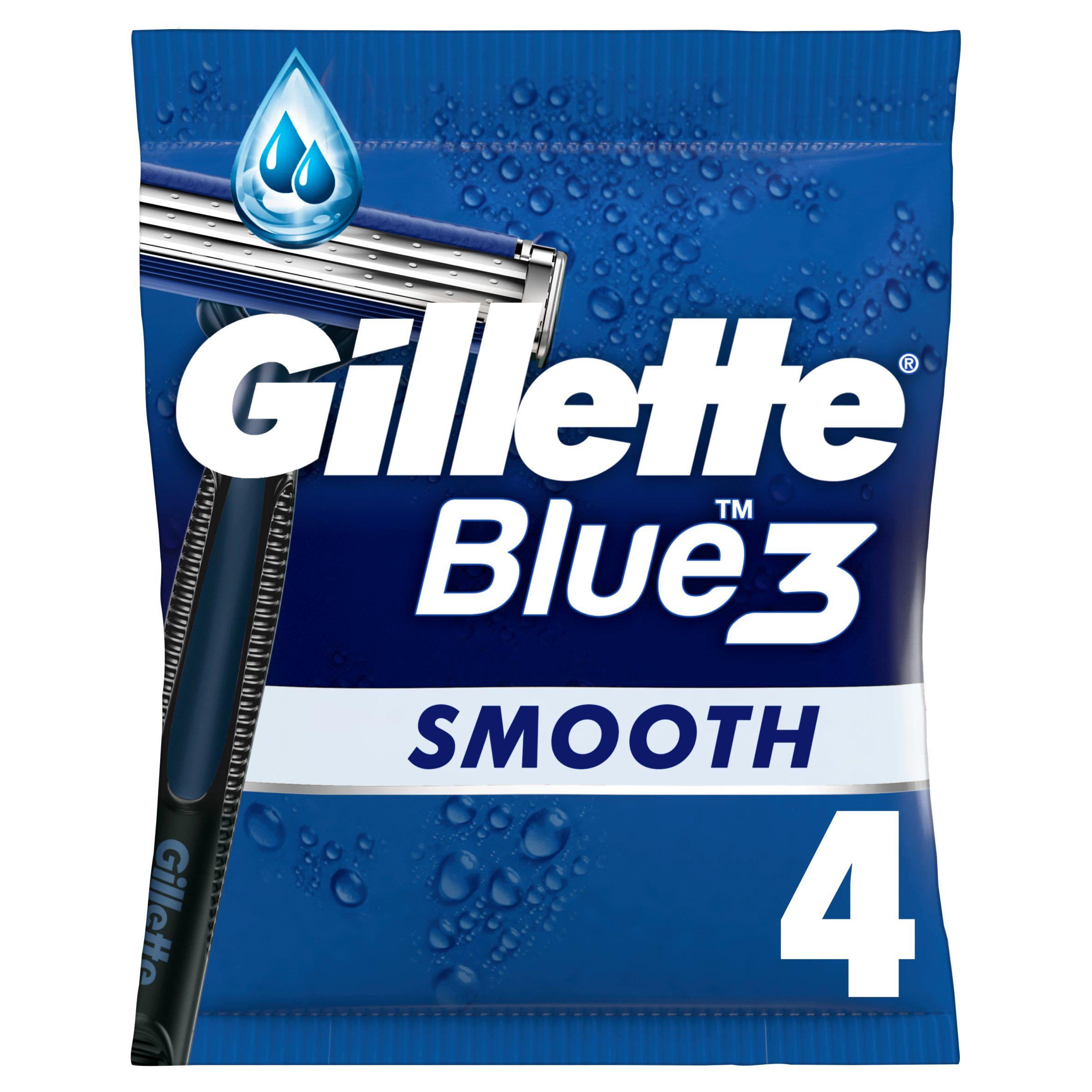 Gillette Blue3 disposable men's razor x4, imported from the UK