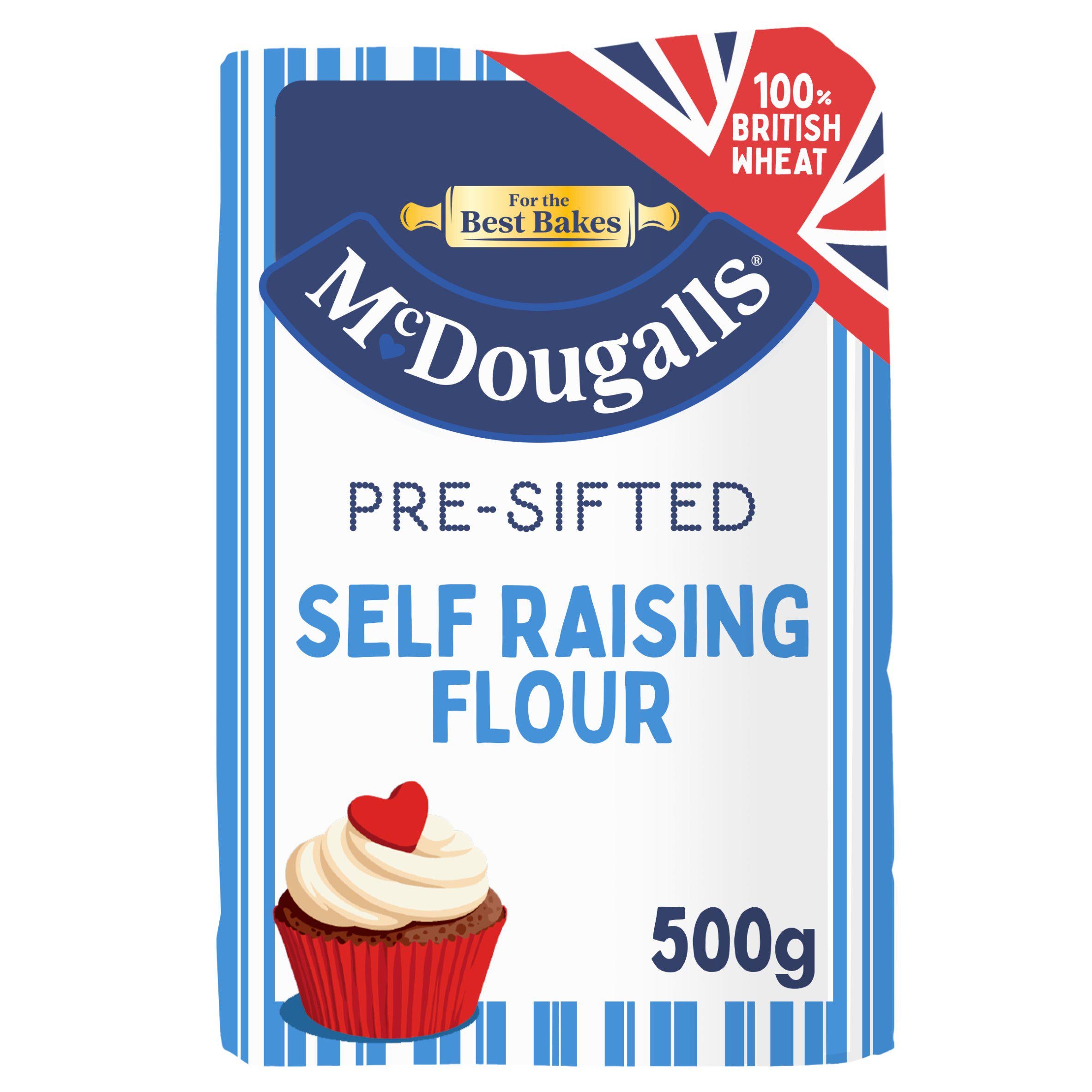 McDougalls pre-sifted self raising flour 500g, imported from the UK