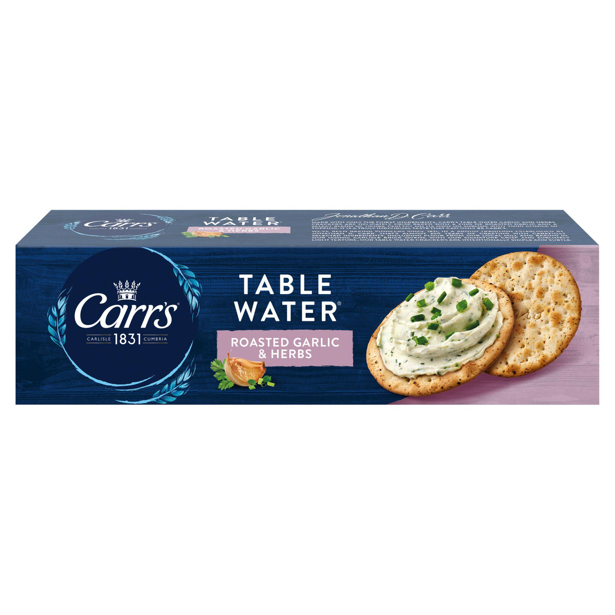 Carr's table water crackers roasted garlic & herbs 125g, UK version