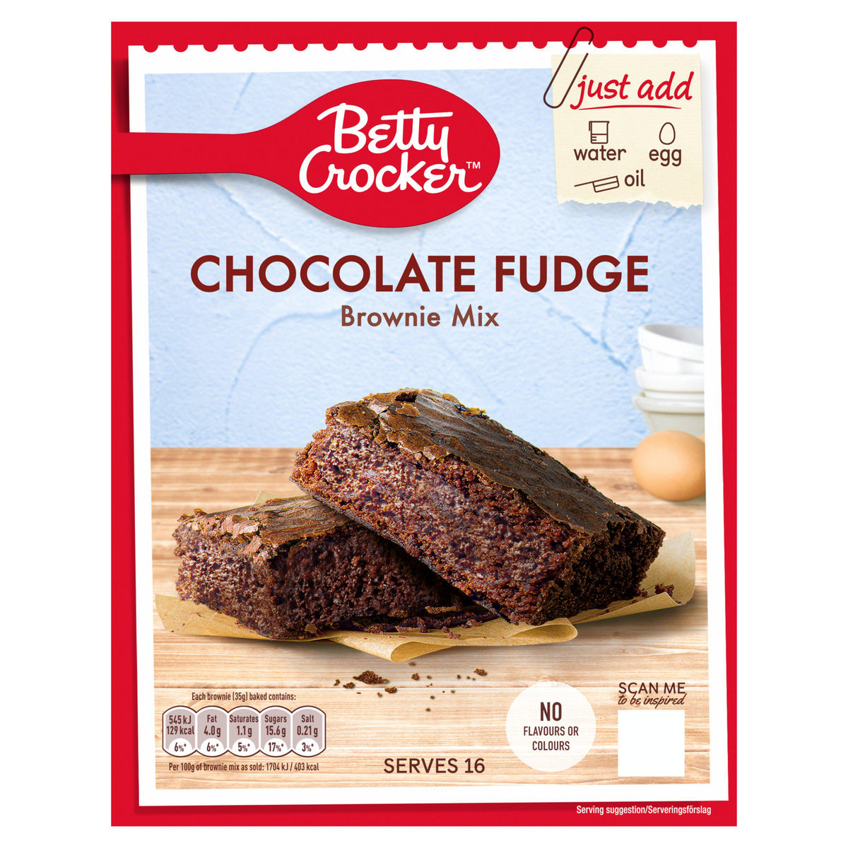 Betty Crocker chocolate fudge brownie mix 415g (British brand)