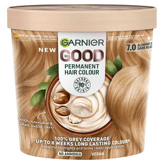 Garnier Good Permanent No Ammonia Formula 100% Grey Coverage 7.0 Almond Creme Dark Blonde Hair Dye GOODS Sainsburys   