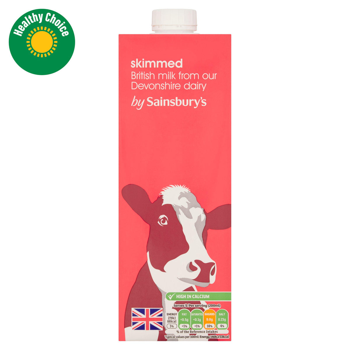 Sainsbury's skimmed long life milk 1L - British product