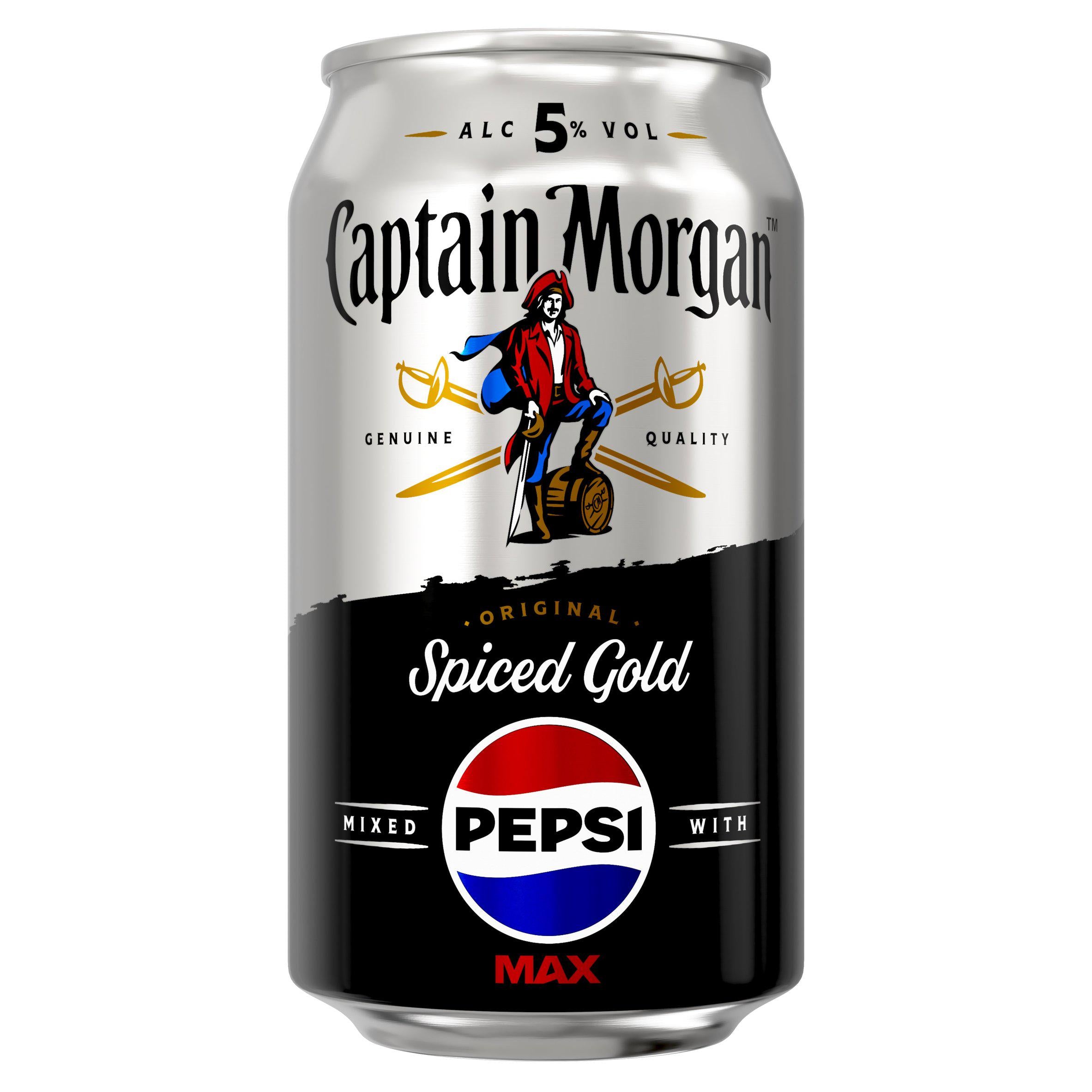 Captain Morgan Spiced Gold Rum Pepsi Max 330ml can - British product