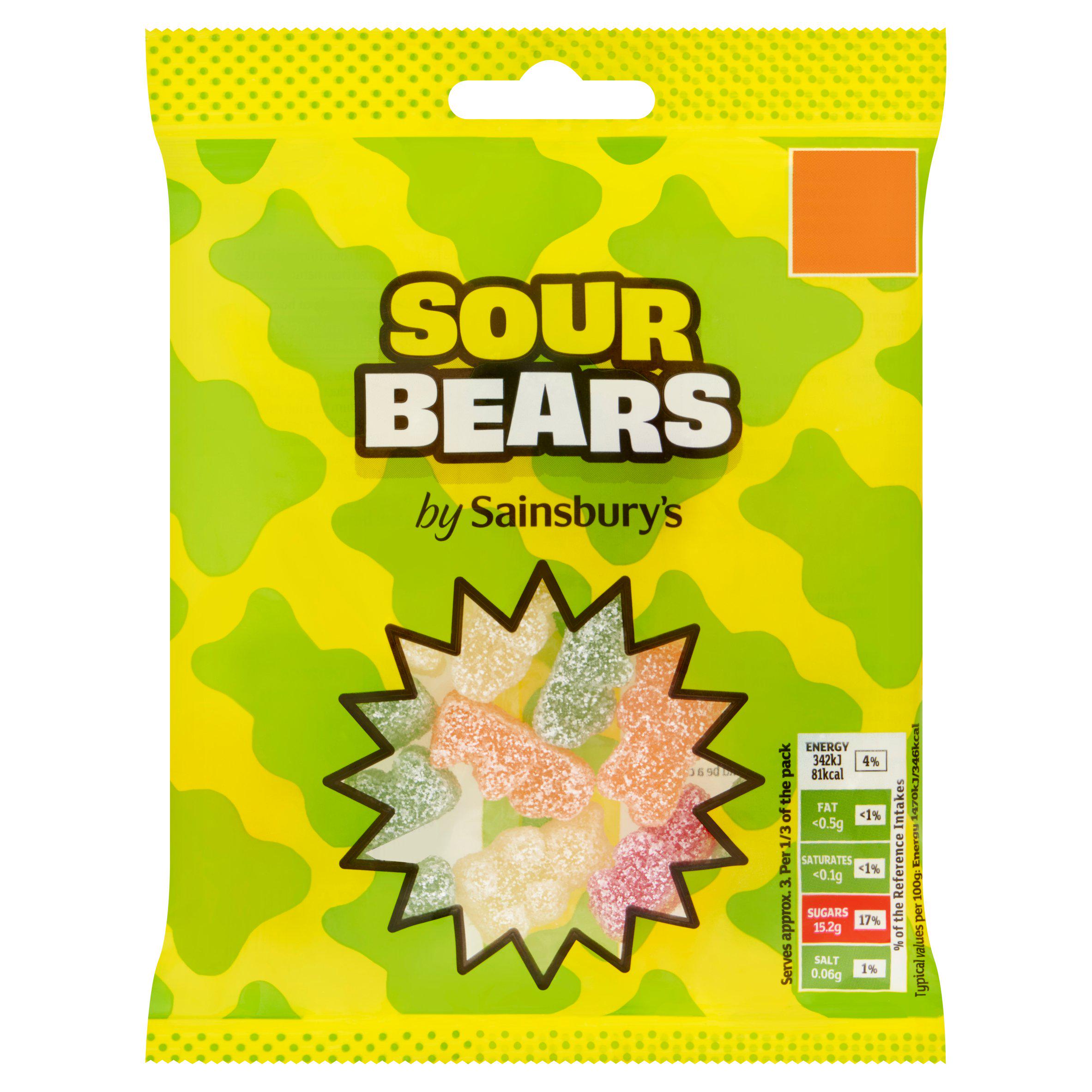 Sainsbury's sour bear fruit flavour sweets 70g (British brand)