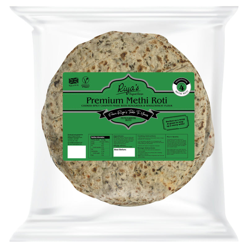Riya's Methi Roti wholewheat x4, imported from the UK