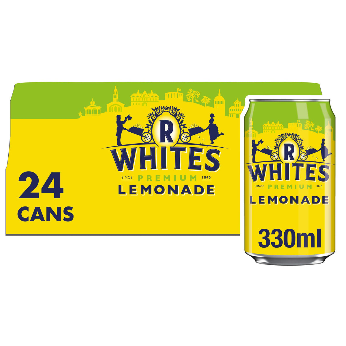 R White's Lemonade soft drink 24x330ml - British product