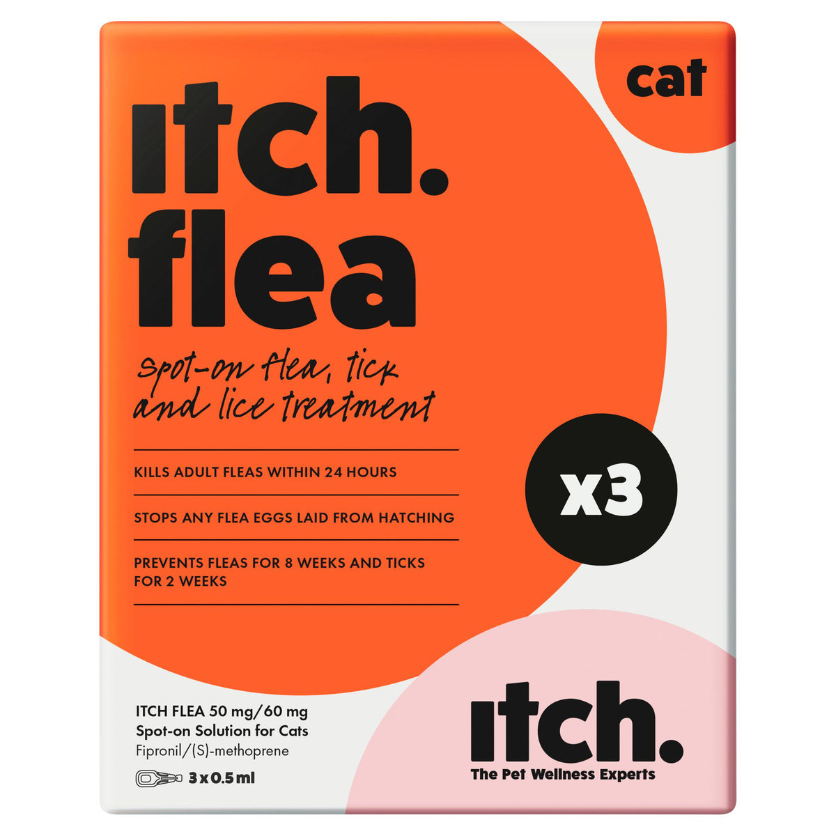 Itch Flea spot-on treatment for cats 3 pipettes (British brand)