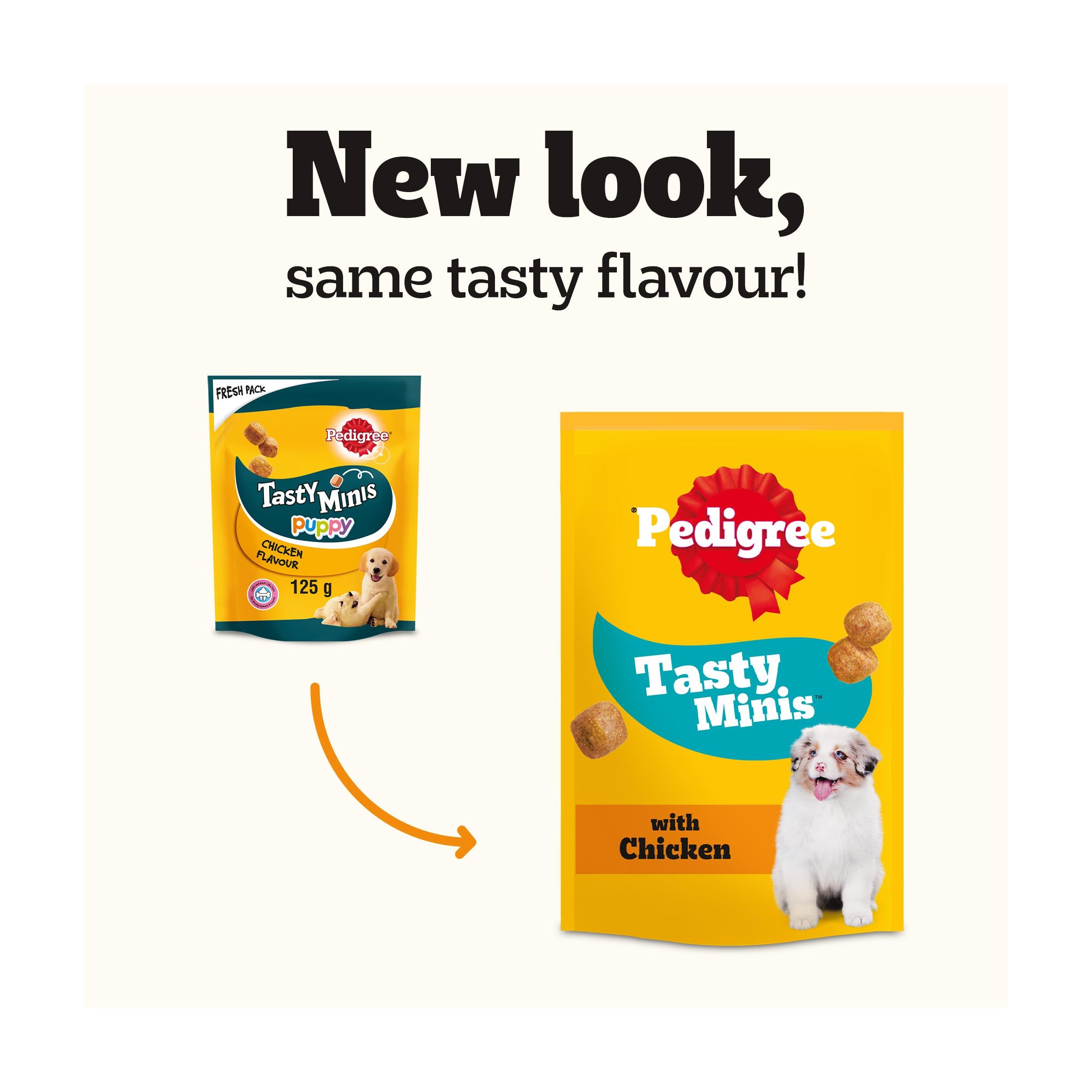Pedigree puppy dog treats chicken chewy cubes 125g, UK version