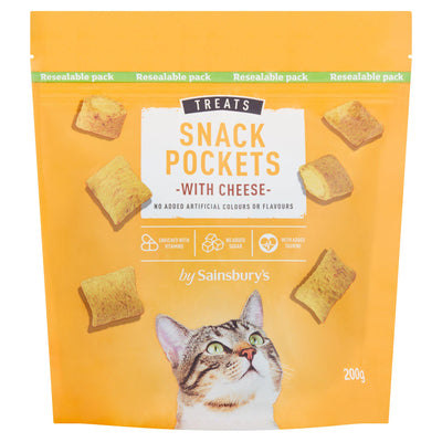 Sainsburys Sainsbury's Treats Snack Pockets with Cheese Cat Treats 200g- Buy online at McGrocer