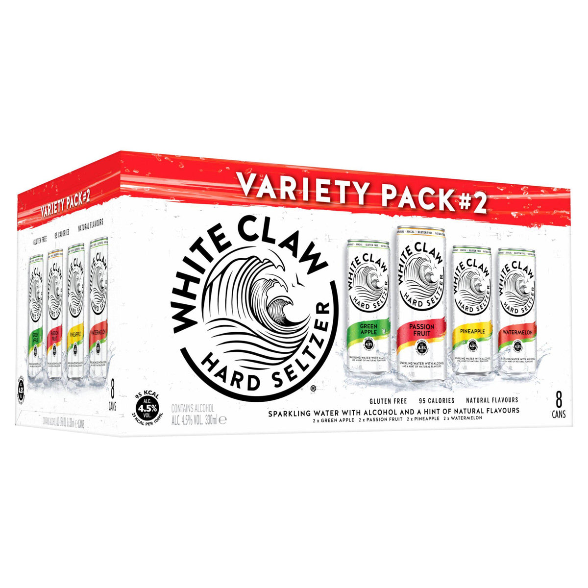 White Claw hard seltzer variety pack 8x330ml, imported from the UK