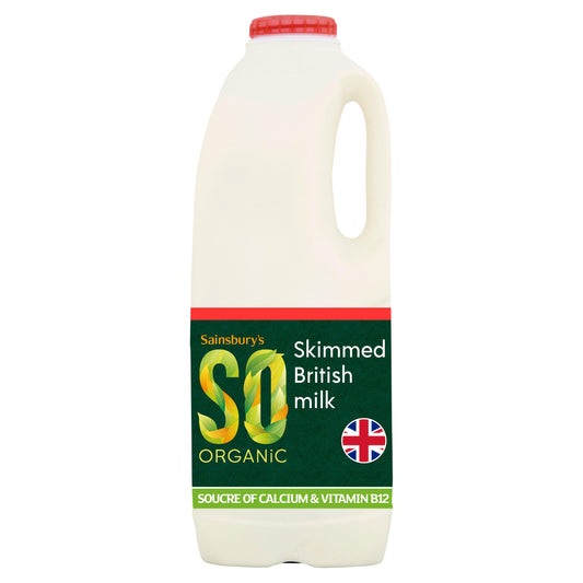 Sainsbury's Skimmed British Milk, SO Organic 1.136L GOODS Sainsburys   