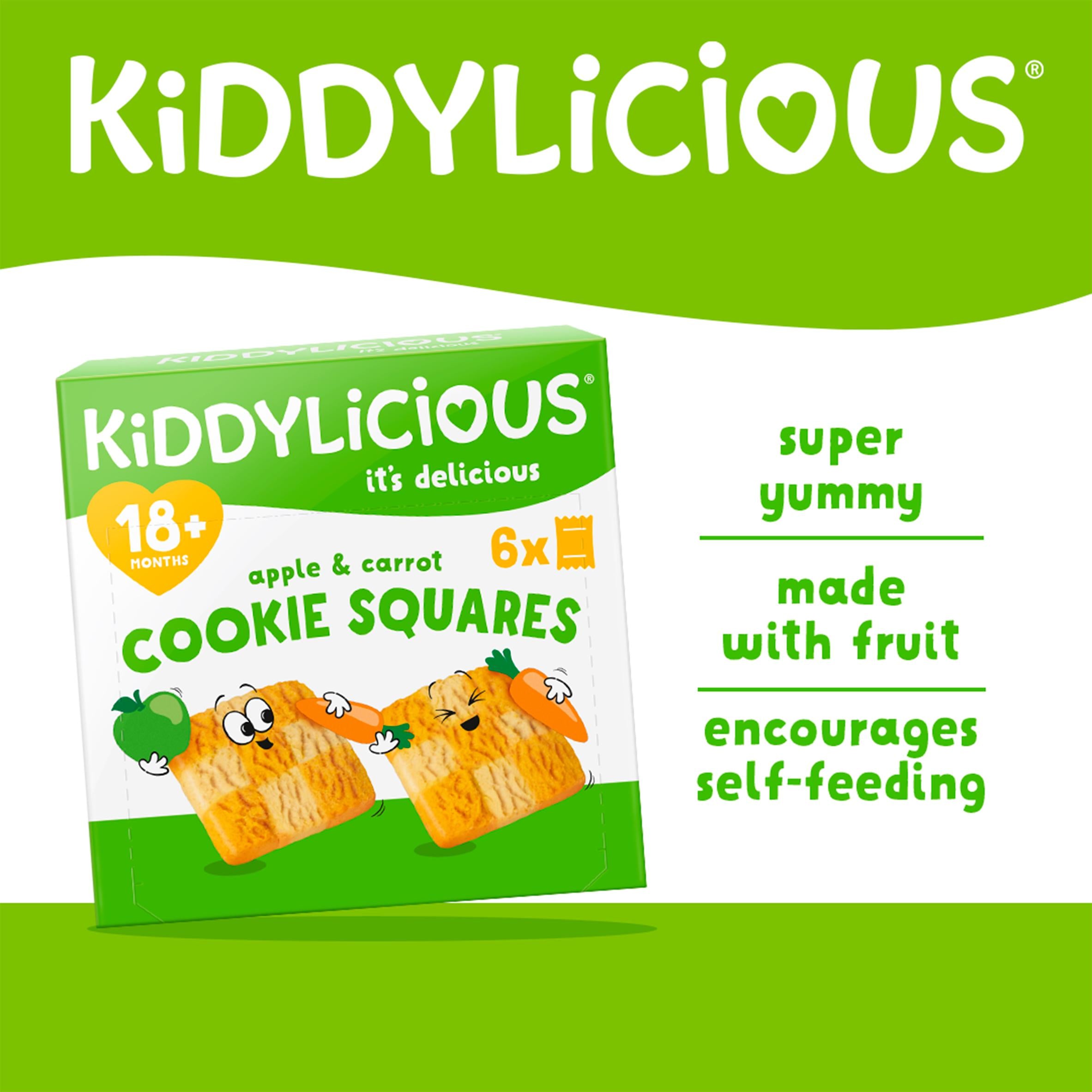 Kiddylicious Apple & Carrot Cookie Squares 6x24g - British product