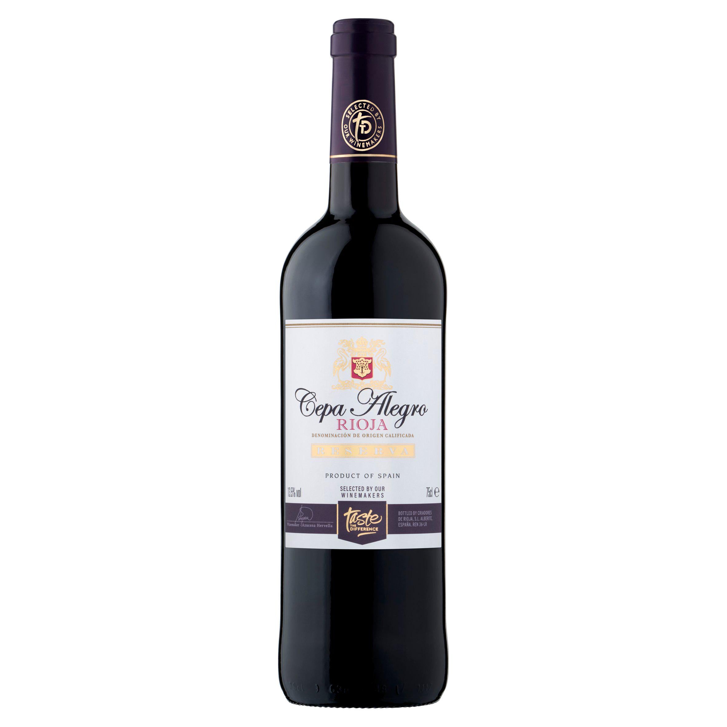 Cepa Alegro Rioja Reserva red wine 75cl, UK version
