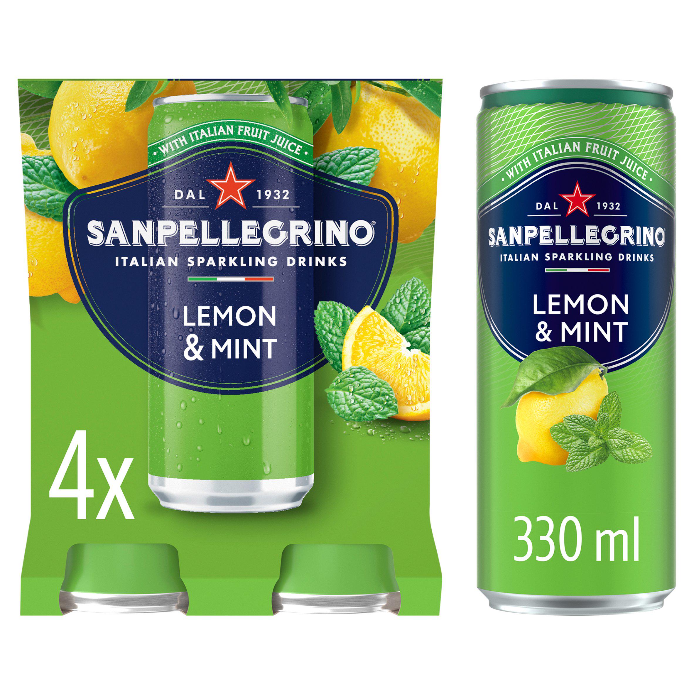 San Pellegrino sparkling lemon mint drink 4 x 330ml (British brand)