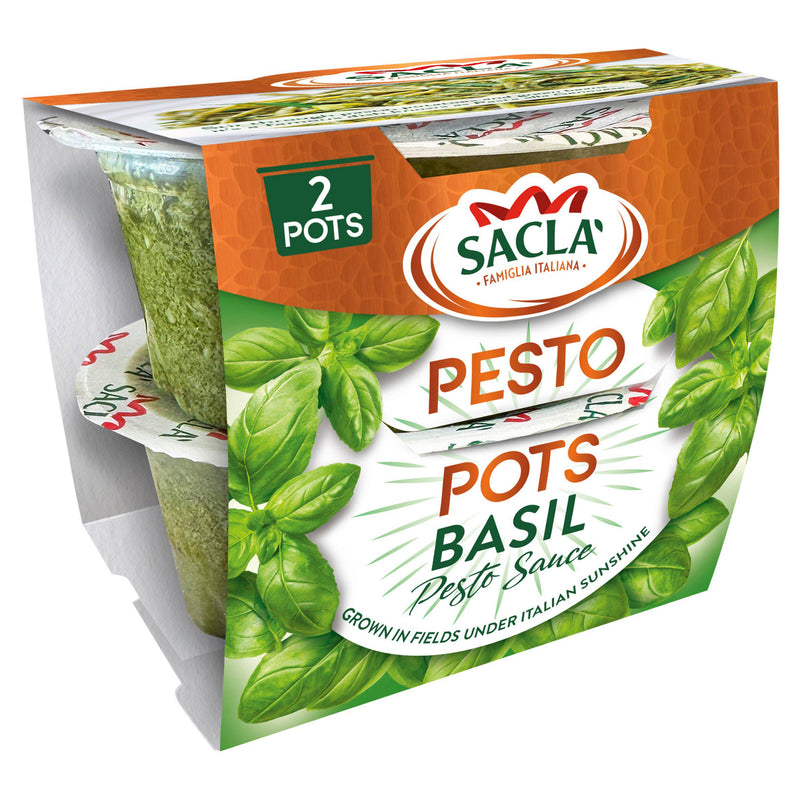 Sacla' Classic Basil Pesto 2x45g, imported from the UK