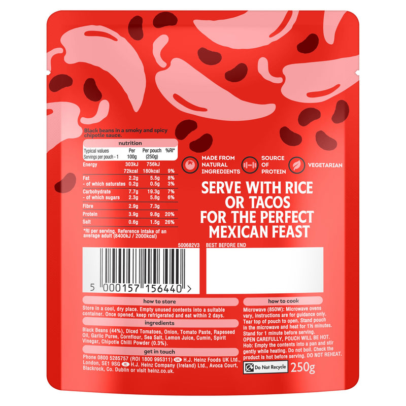 Heinz Chilli Black Beans Mexican Style 250g, UK version