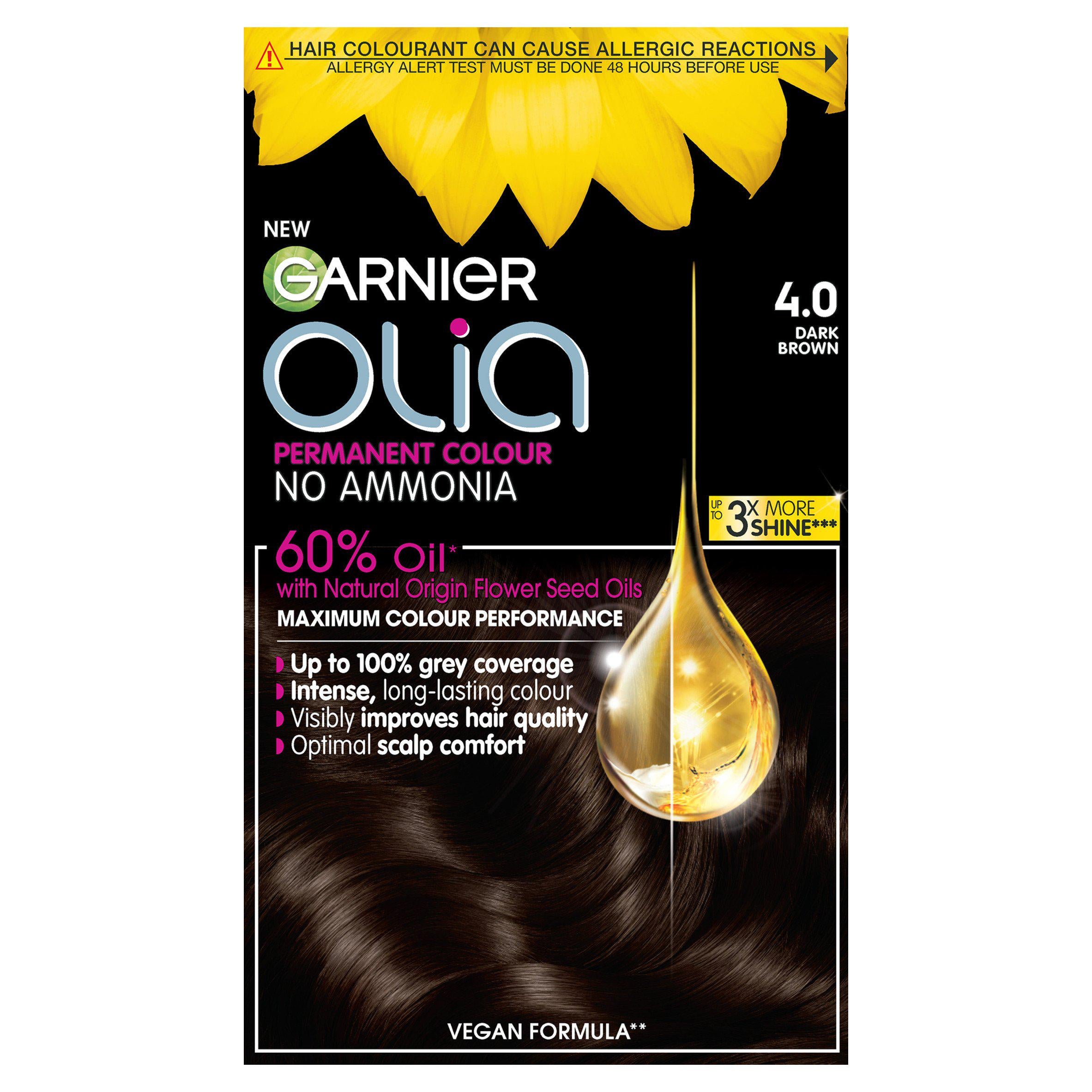 Garnier Olia Dark Brown 4.0 permanent hair dye - British product