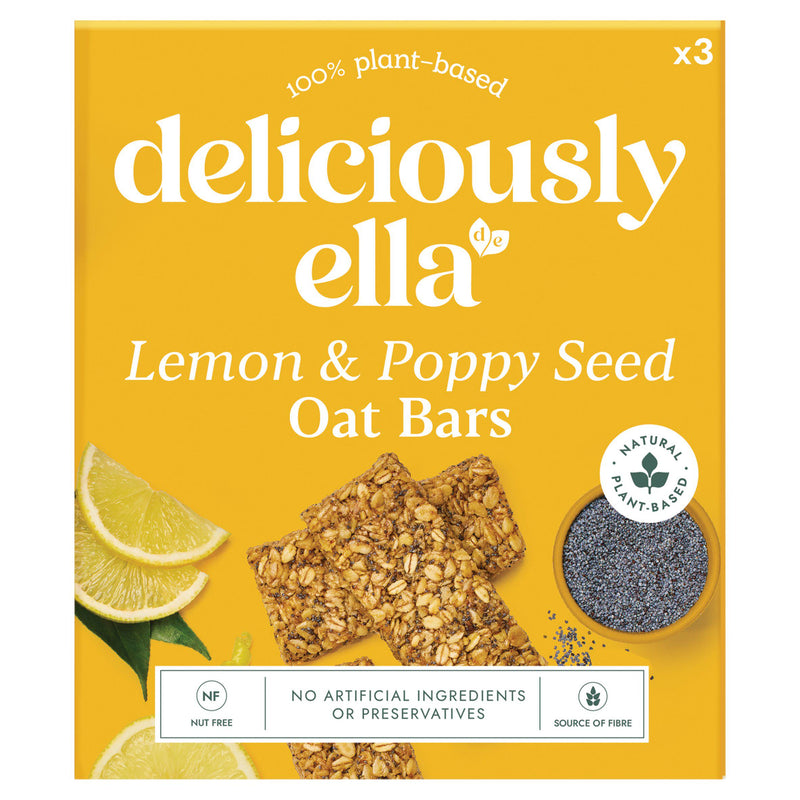 Deliciously Ella Lemon & Poppy Seed oat bars 3 x 50g - British product