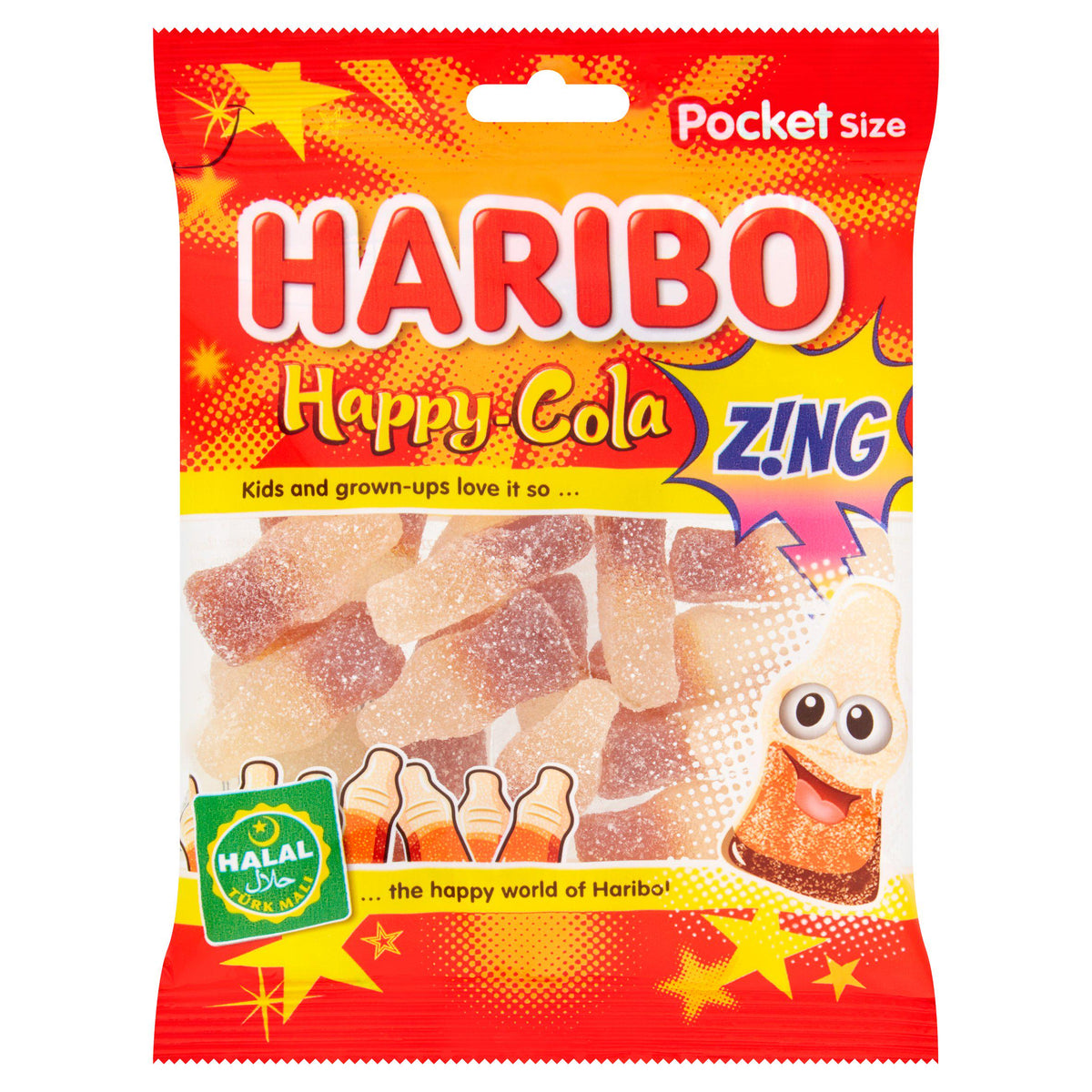 Haribo halal sweets Happy-Cola Z!ng 100g, UK version