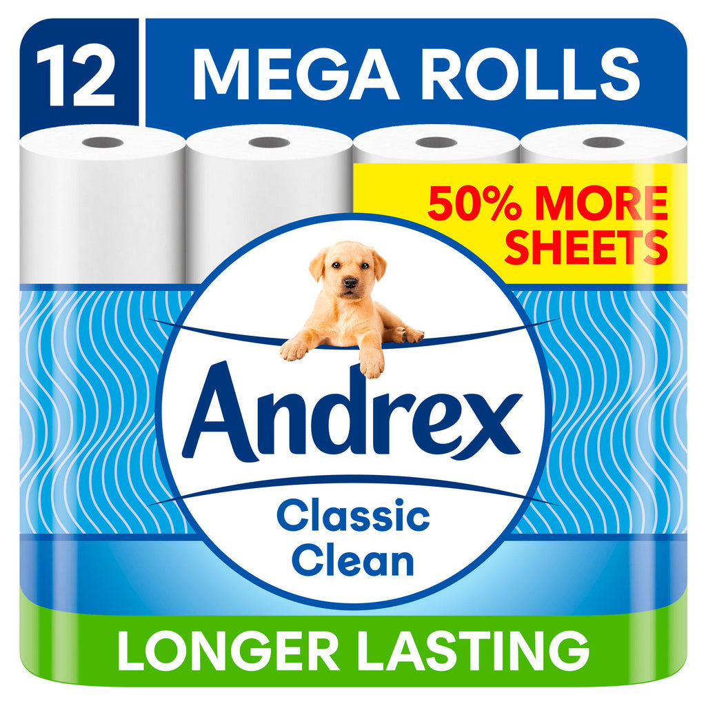 Andrex Classic Clean Mega Roll Toilet Tissue x12