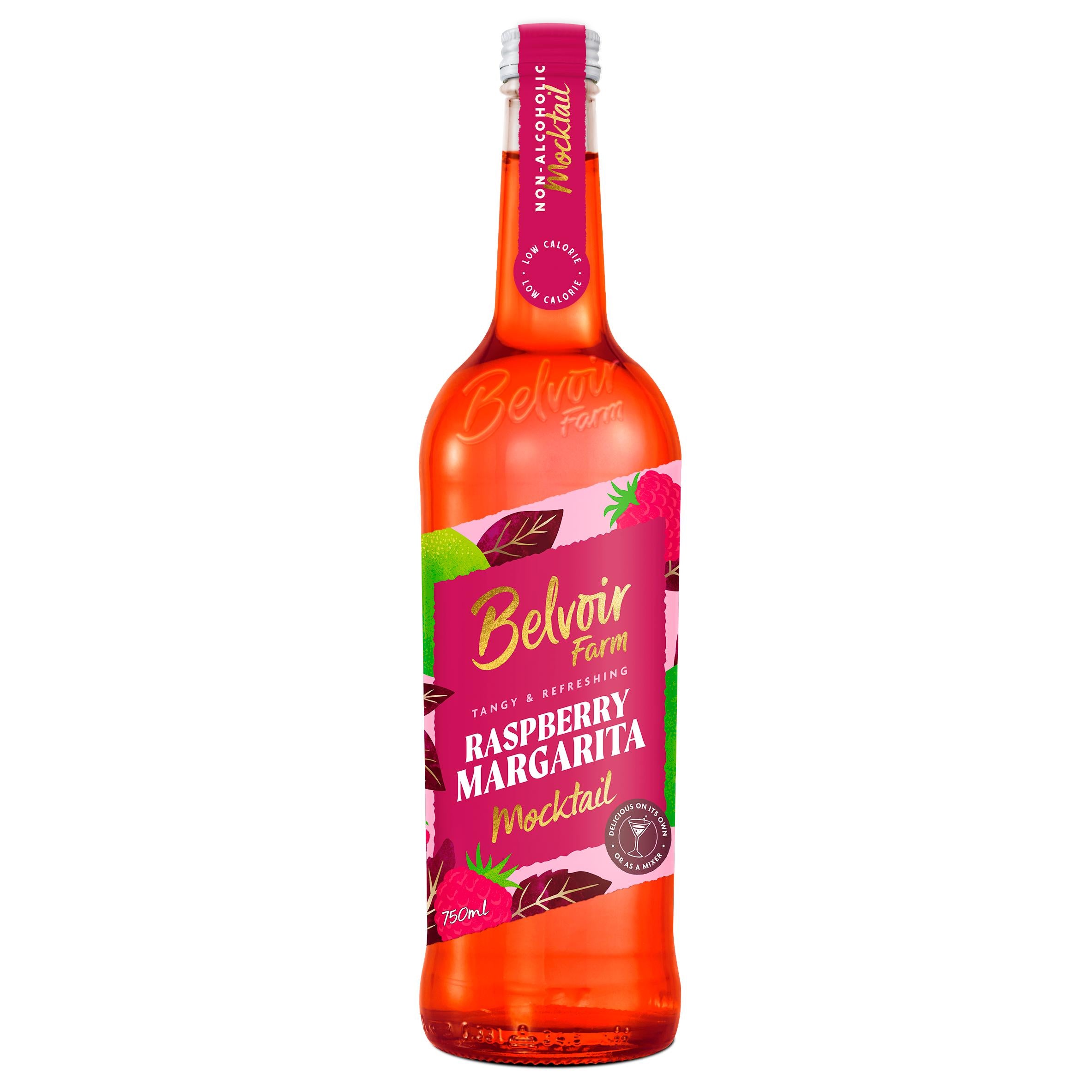 Belvoir Farm non-alcoholic raspberry margarita mocktail, imported from the UK