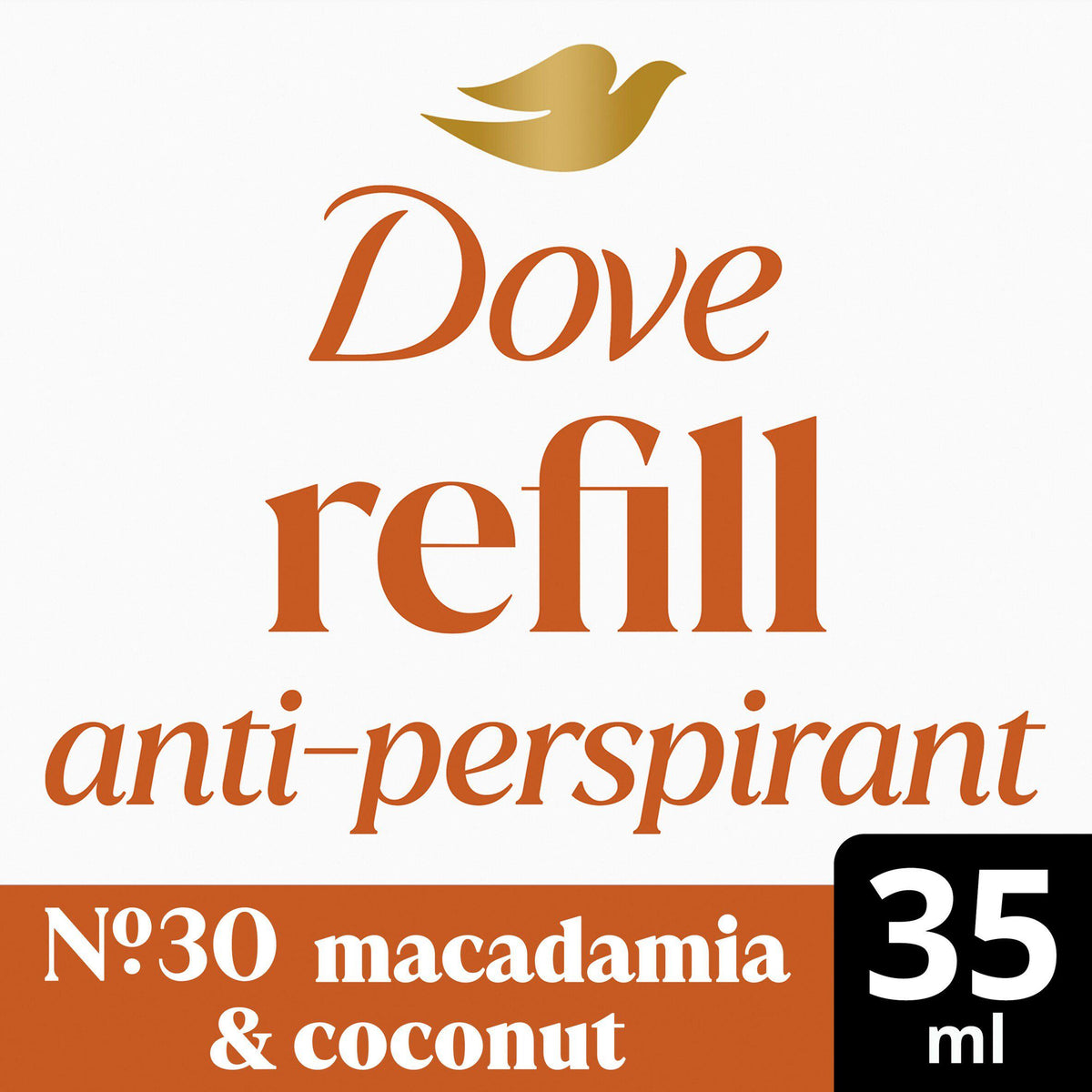 Dove No30 antiperspirant refill Macadamia & Coconut 35ml - British product