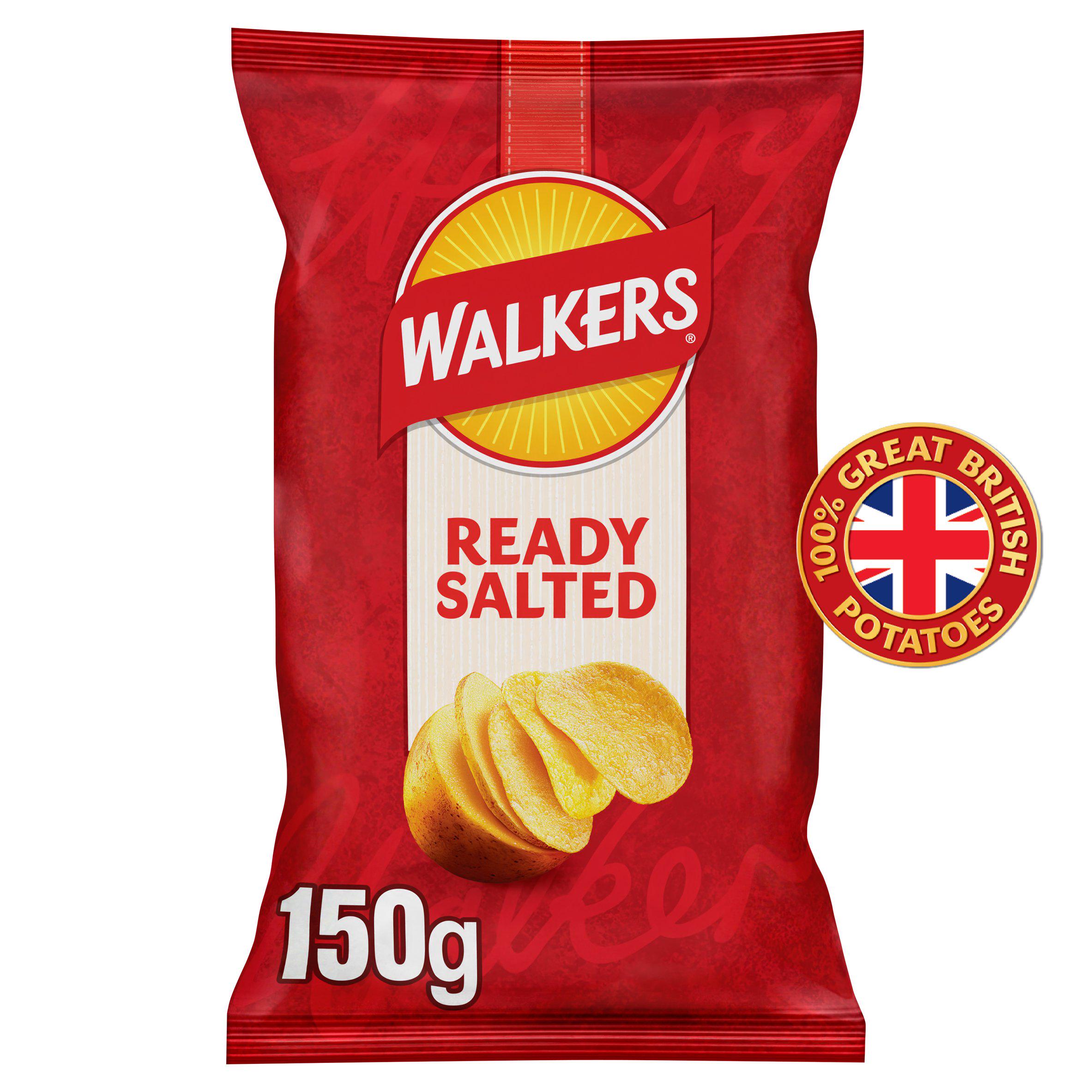 Walkers Ready Salted sharing crisps 150g packet (British brand)