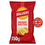 Walkers Ready Salted sharing crisps 150g packet (British brand)
