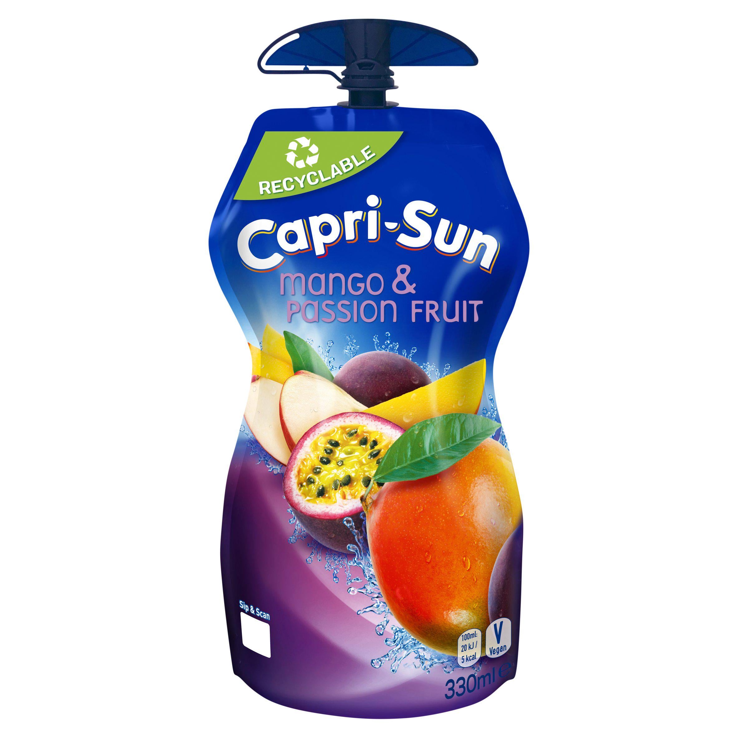 Capri-Sun soft drink Mango & Passion Fruit 330ml, imported from the UK