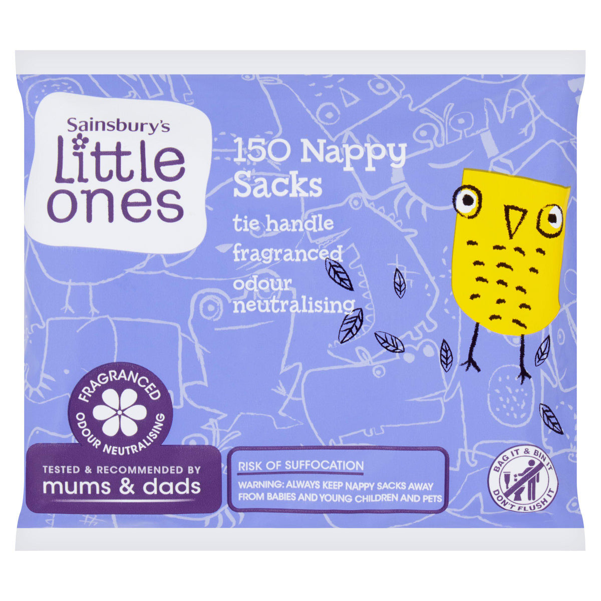 Sainsbury's Little Ones tie handle nappy sacks 150 pack (British brand)