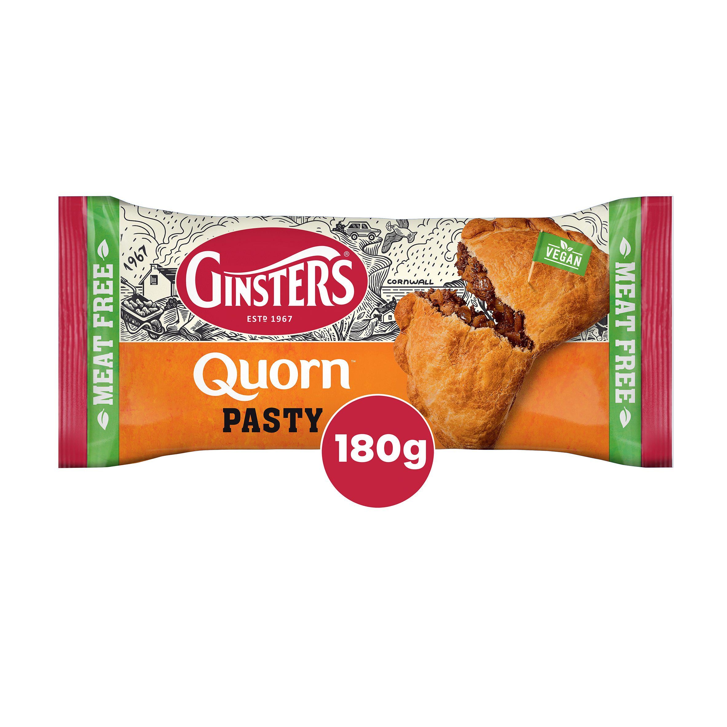 Ginsters Vegan Quorn Pasty 180g, imported from the UK