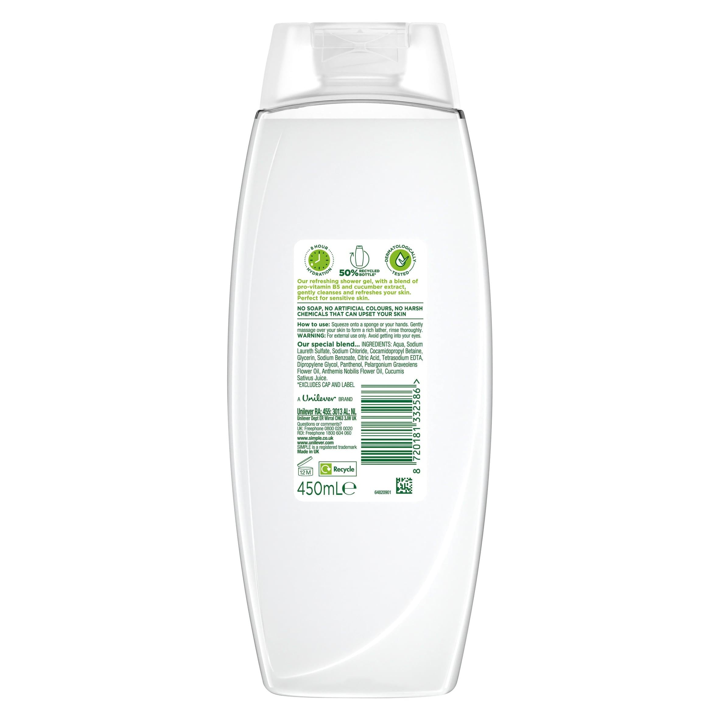 Simple Refreshing Shower Gel body wash 450ml - British product