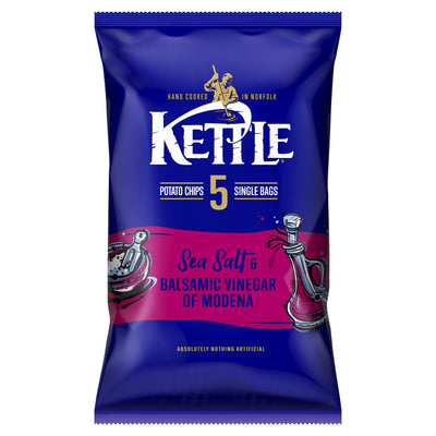 Sainsburys Kettle Sea Salt & Balsamic Vinegar of Modena Potato Chips x5 25g- Buy online at McGrocer