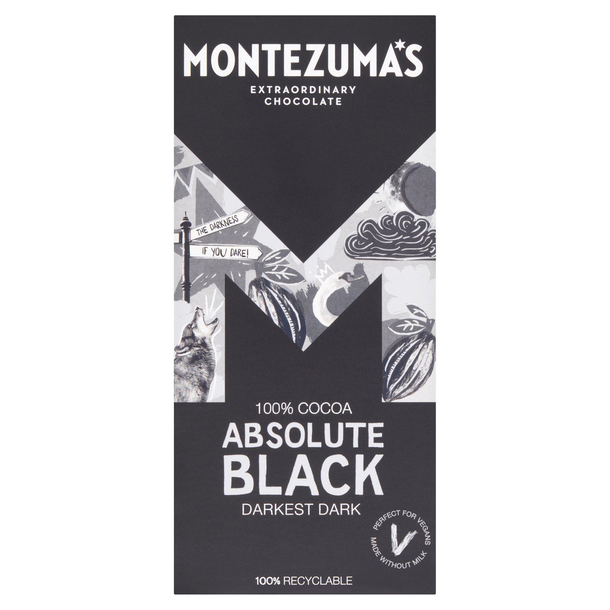 Montezuma's Absolute Black dark chocolate bar 90g - British product